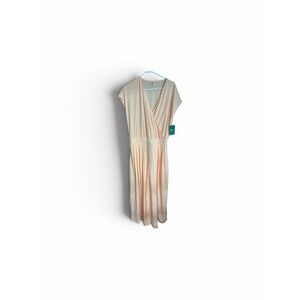 Halara Peach Waffle Knit Surplice V-Neck Wide Leg Jumpsuit Womens Large NWT